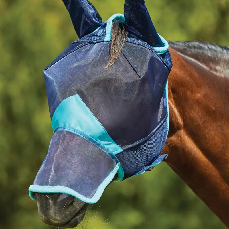 Weatherbeeta Comfitec Deluxe Fine Mesh Fly Mask with Ears and Nose in Navy
